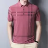 Summer Short Sleeve Polo Tshirt Male Casual Clothing Ice Silk Shirt Formal Plaid Tops 240429