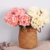 Fleurs décoratives Simulation Bouquet de soie artificiel Burnt Edge Peony Fake Flower Wedding Pographie Bouquets Home Balcony Garden Plant Decor