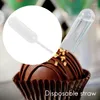 Moules de cuisson 50 pcs / emballages Ice Cream Jelly Milkshake Droppeurs Paille Plante pour gâteau Disposable Injecteur Cupcake Dessert Tools