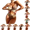 Women's Swimwear Sexy Solid Color Matching Thick Strip Strap High Waist Bikini Swimsuit Women One Piece