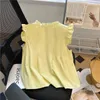 Blouses des femmes Shirts jaunes et esthétique Y2K vintage harajuku élégant mode sans manches