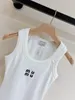 Luxe designer bijgesneden top t shirts dames breisels tanktop designer borduurvest mouwloze ademende gebreide pullover dames sport tops