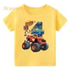 Футболки для девочек одежда пламя и монстрская машина детская одежда желтая футболка для девочек графическая футболка детская одежда 2405
