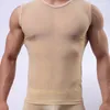 Camisetas masculinas Mesh Mesh colete sexy ver através de roupas de t-shirt de t-shirt de fishnet, executando tanque de manga curta tanques de fitness de fitness de manga curta