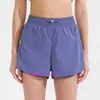 LUL Designer Pantalon de cyclisme pour femmes confortable Shortsnew Shorts de yoga de poche à fermeture éclair invisible avec des sports de course rapides et respirants pour les femmes