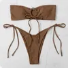 Swimwwear Split Design design rembourré BRA HIGH Briefs Set Élégant bikini avec Top Bandeau pour plage