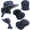 Utomhus unisex solskydd mössor hink hatt fast avslappnad grimsol block snabb torkande fiskeklättring hatt uv skydd ansikte nacke