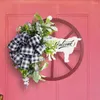 Decorative Flowers Rustic Wall Hanging Farmhouse Christmas Wreath Collection Welcome Sign Cow Wheel Garland Winter Wagon