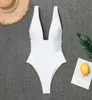 Sexy vneck onepiece mail de maillot de bain femme haute taille féminine 039 Swimwear 2019 monokini simple noir blanc plage de bain 3021572349