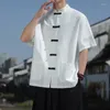 Herren -Freihirthirts Chinesische Hemd im chinesischen Stil für Männer für Männer Sommer Design einzigartig gestaltet locker angepassten Anzug Bluse Jacke