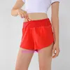 LUL Designer komfortable Frauen Sport Radfahren Yoga Hosen Shortsquick Girls Shorts Turnen hohe Taillenbauchkontraktion Laufen falsch