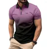 T-shirt d'été décontracté pour hommes à manches courtes à manches courtes à manches courtes à manches courtes avec fermeture éclair et revers respirant