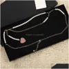 Pulsera, Collar de aretes 2024 Joyas de moda de marca Pearls Pearls Party Light Gold Color Heart White Beads Pend Dh4da