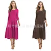 Autumn 2018 New Round Neck Medium Sleeve Solid Dress DHG0