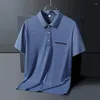 Men's Polos Smart Casual Short Sleeve Polo Shirt For Mens Summer Leisure Loose Breathable Ice Silk Tops Men Button-up Lapel Pullovers