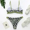 Women's Swimwear New Polka dot printed bikini 2024 womens hollow swimsuit Brazil womens swimsuit two-piece bikini set high cut swimsuit J240510