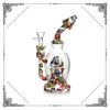 7,8 pouces Pipe d'eau Bong Silicone Bubbler Round Base Fumer Pipes Dab Rig Oil Riches en verre Bongs Tobacs avec bol en verre