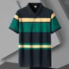 Men's Polos Summer Men Classic Striped Polo Mens Cotton Coton Busined Casual Casual Shirt Drop