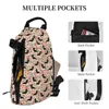 Rucksack Dackel -Druck -Umhängetaschen rosa florale Brustbeutel Unisex Fahrrad Sling Mode Telefon Crossbody