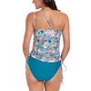 Swimwwear féminin One épaule maillot de bain à deux pièces pour les femmes à cordon floral tankini sportive de plage de plage de fête de vacances avec short