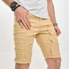 Męskie dżinsy Letnie stylowe rozryte splicing mężczyzn Slim Fit Denim Shorts Street Style Straight Męskie Jean pięciopunktowe spodnie