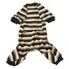 Dog Apparel Dress Skirt Pajamas 4 Legged Soft Stretchy Warm Prevent Licking Striped Puppy Jumpsuit Sleepwear For Cold Weather