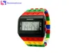 Moda mężczyzn Women Digital Watch kolorowe bloki budulcowe projekt silikonowy zespół kwarcowy zegarek zegarków wojskowych Montre8203812