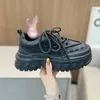 Lässige Schuhe dicker Sohle Mesh Sneakers Brand Trainer Echtes Leder atmungsaktivem Frauen Crepaters Plattform Aufzug Chunky Running Sport