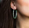 Bohemia Gold Color grand cercle C Boutiques d'oreilles en forme C mode Boucles d'oreilles en pierre en pierre d'opale bleu vert pour femmes4968120