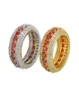 Size 712 Hip Hop 5 Rows Red Cubic Zircon Big Ring Gold Silver Colors for Men Finger Rings2762557