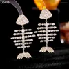 Серьги для гвоздики Donia Jewelry Fashion Long Fishbone Titanium Steel Micro-Inlaid Циркон роскошные серебряные игольные аксессуары