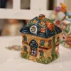 Vintage ceramic house Sculpture Jewelry Box Home Decor Crafts Room Decoration room cute Ornament candy jar 240429