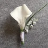 Fiori decorativi PerfectLifeoh a mano fatta a mano Calla Lily Flower Corsage Groomsman Fare di nozze per la festa del polso