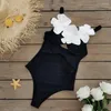 Swimwear Women's 3D Flower plonge Design One Piece Cut Out Beachwear Elegant Beach Look Aswing Fssuel Backless Surf Wear en noir