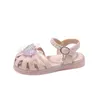 Sandalen 2024 Zomer Nieuwe Girls Childrens Shoes Big Bow Fashion Bright Diamond Dance Princess H240510