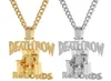 Colares de colar de colar cubano Records de hip hop homens link Cadeia pendente de ouro de prata de prata Iced Out Bling Rhinestone Streetwear Jewelry3667865