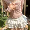 Saias Mini Kawaii plissada saia em camadas Mulher Summer Summer preto estético Branco Alta Bolo fofo para mulheres 2024