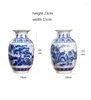 Vasen Blue Painting Home White Porzellan Keramik Vase Tabletop Blumenfernseher und moderner Jingdezhen Kabinett Chinesische Landschaftsverzierung