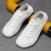 Men Women Running Shoes Comfort Lace-Up Wear-Resistant Anti-Slip Flat Solid White Grey Black Shoes Mens Trainers Sports Sneakers