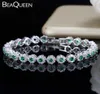 Beaqueen Trendy Green and White Cubic Zirconia Stone Seting Ladies Tennis Armband Silver 925 Smycken för kvinnor B100 220119388915658125