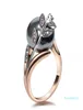 Trendy Rose Gold Color Ring Big Grey Pearl Women Leaf Bijoux à tendance Drop anel anillos anneis sagues féminines déclaration Jewe8718395