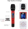 Microfoons UHF Wireless Microfoon Karaoke Dual Handheld Dynamische microfoonset met oplaadbare ontvanger 260ft Bereik 6,35 mm (1/4 '') plug
