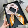 Scarves Womens Silk Satin Hair Fashion Square Printed Headscarf 70Cm Professional Accessories Designer Scarfscarves Drop Delivery Dhvs8