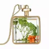 Creatieve droge bloem ketting vierkant gevormde kristallen hangketting dames mode -accessoires