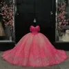 Mexico Fuchsia älskling klänning quinceanera klänning för 16: e flickor boll pärlspetsapplikationer 15th födelsedagsfest klänningar