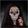 Designer Masks New Mexican Day Of The Dead Skl Mask Cosplay Halloween Skeletons Print Masks Dress Up Purim Party Costume Prop Drop Del Dhoqc