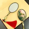 Kompakte Spiegel Retro Handheld Make -up Spiegel antikes Blumenmuster mit Geschenkbox kreativ Q240509
