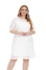 Robes de taille plus taille en dentelle de contraste de taille semi sharp 3/4 slve midi robe femme plus légère robe midi élégante extensible y240510