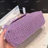 Portable Designer Femmes Bac Sac Makeup Tweed Purple Sac de maquillage Sparkling Sac à main