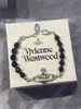 Versão alta selecionada Westwood New Black Agate Diamond Saturn Bracelet Edição Motor de luxo da moda e lote natural